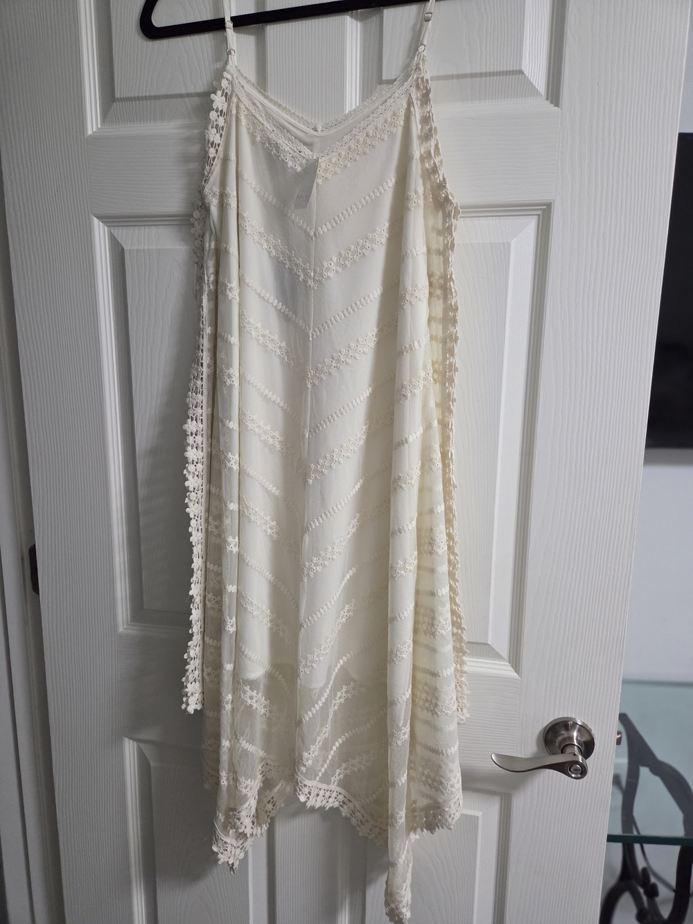 Cream Lace-Trim Slip Dress